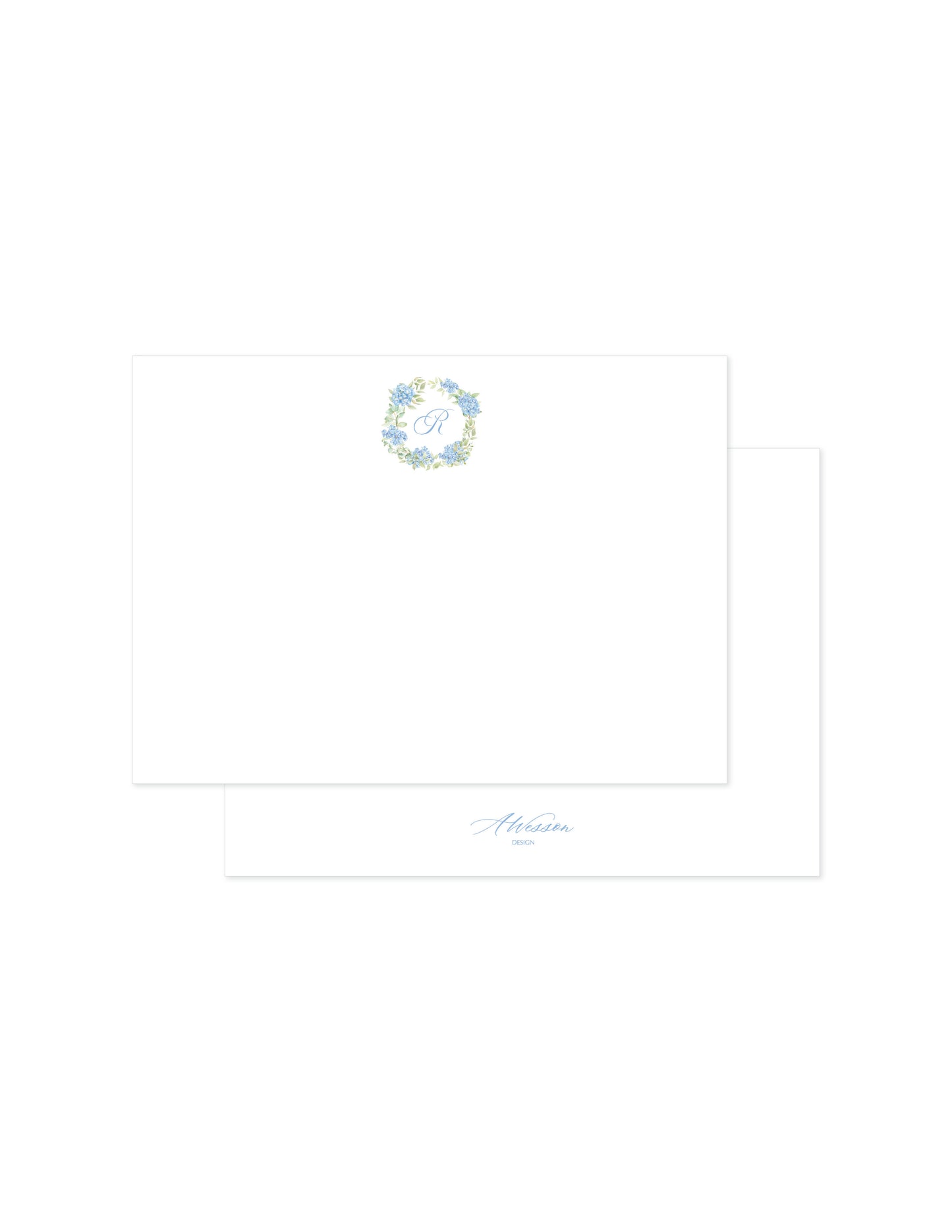 Hydrangea Wreath Personalized Notecard