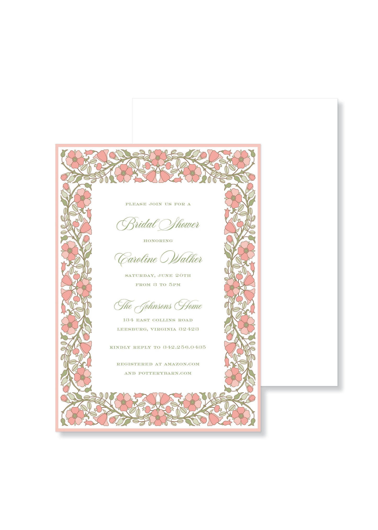 Pink Floral Frame Bridal Shower Invite