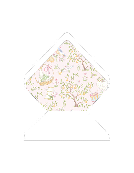 Partridge and Pears Pink Pattern Liner