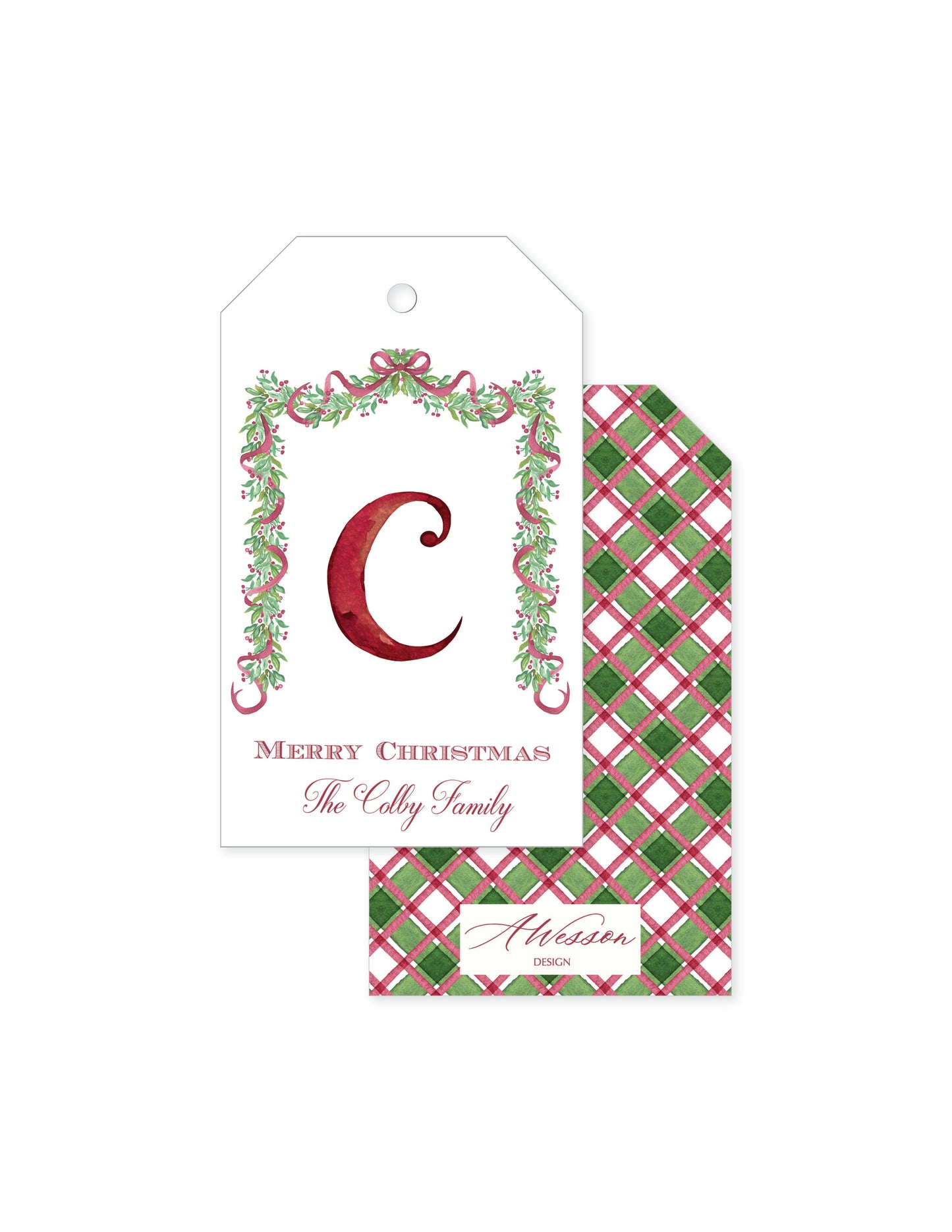 Burgundy Christmas Garland Tag