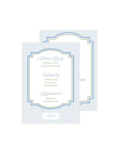 Baby Boy Blue Rocking horse Baby Shower Invite