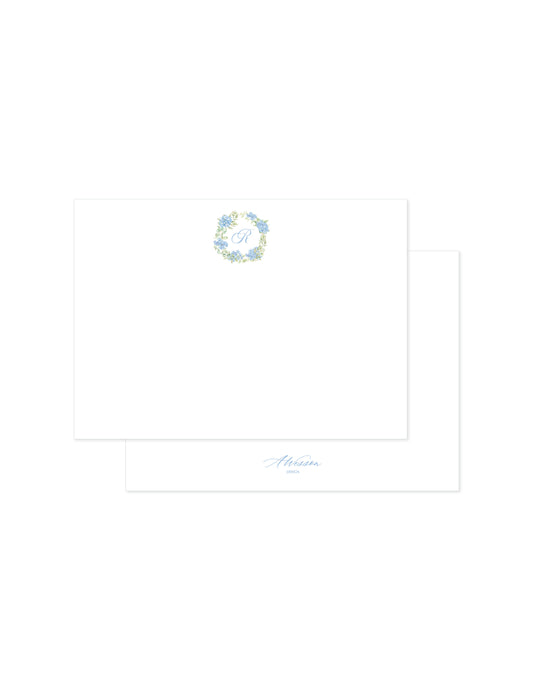 Hydrangea Wreath Personalized Notecard
