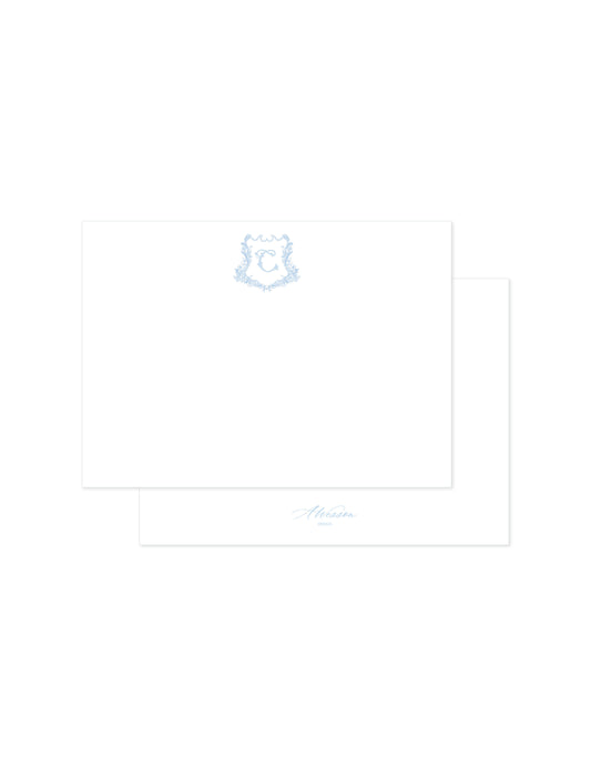 Blue Floral Crest Notecard