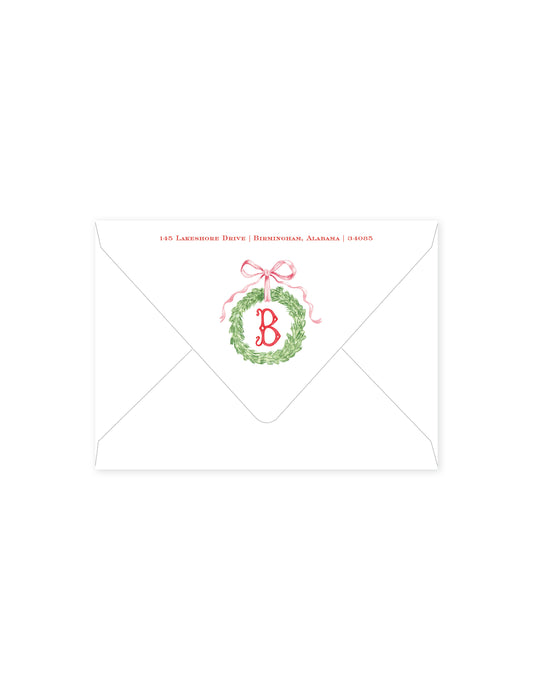 Christmas Holly Wreath Return Address