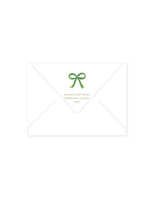 Olive Topiary Bow Return Address