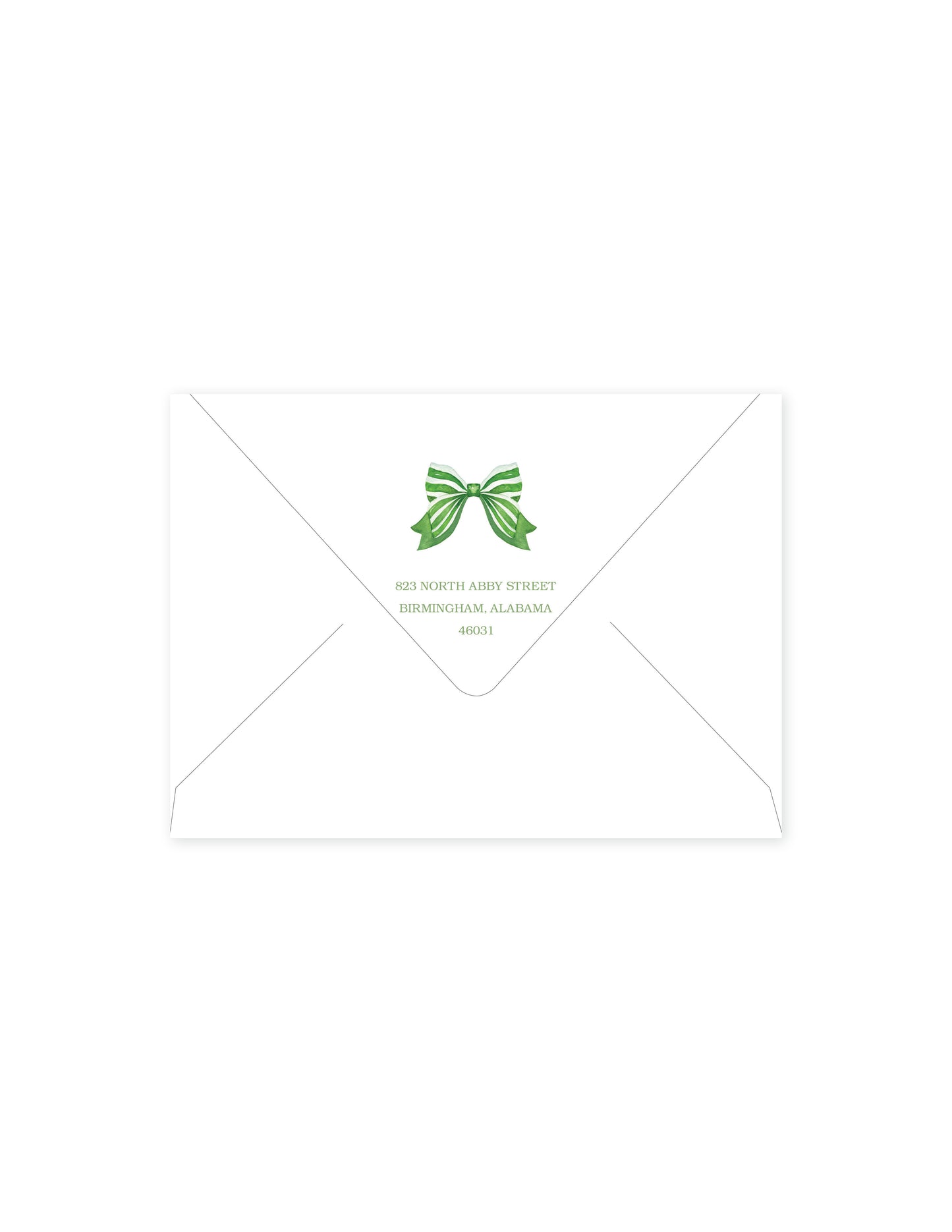 Olive Topiary Stripe Bow Return Address