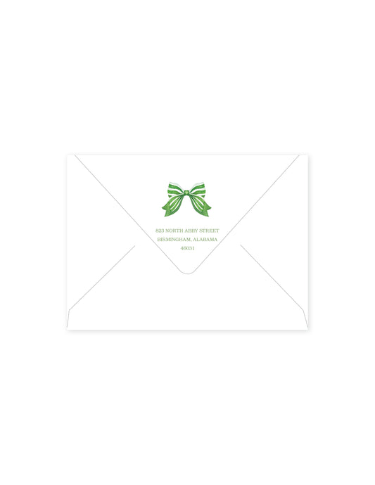 Olive Topiary Stripe Bow Return Address
