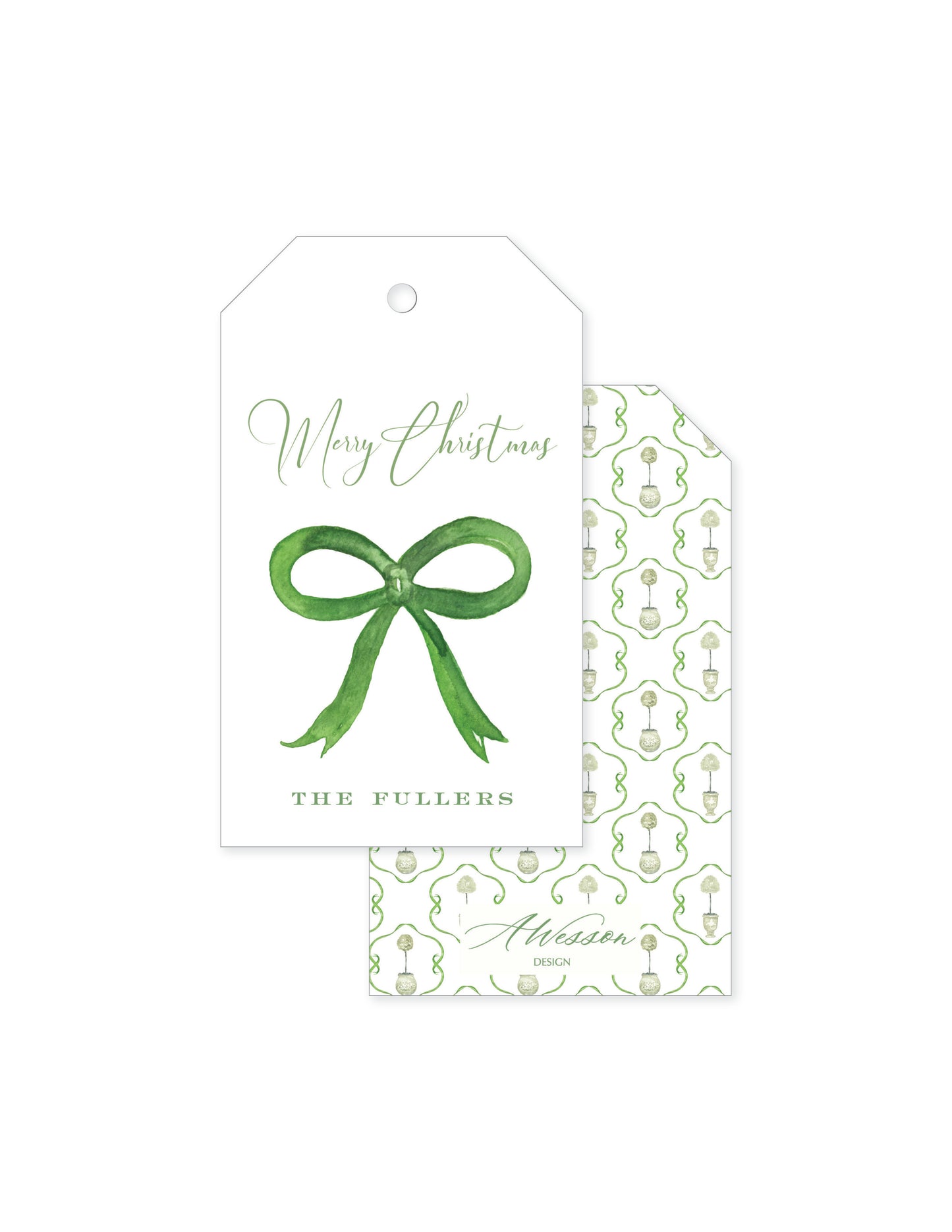 Olive Topiary Bow Tag