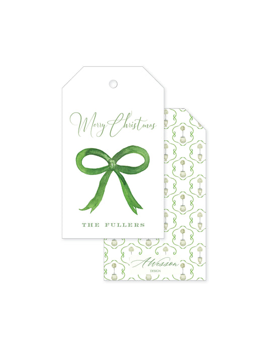 Olive Topiary Bow Tag