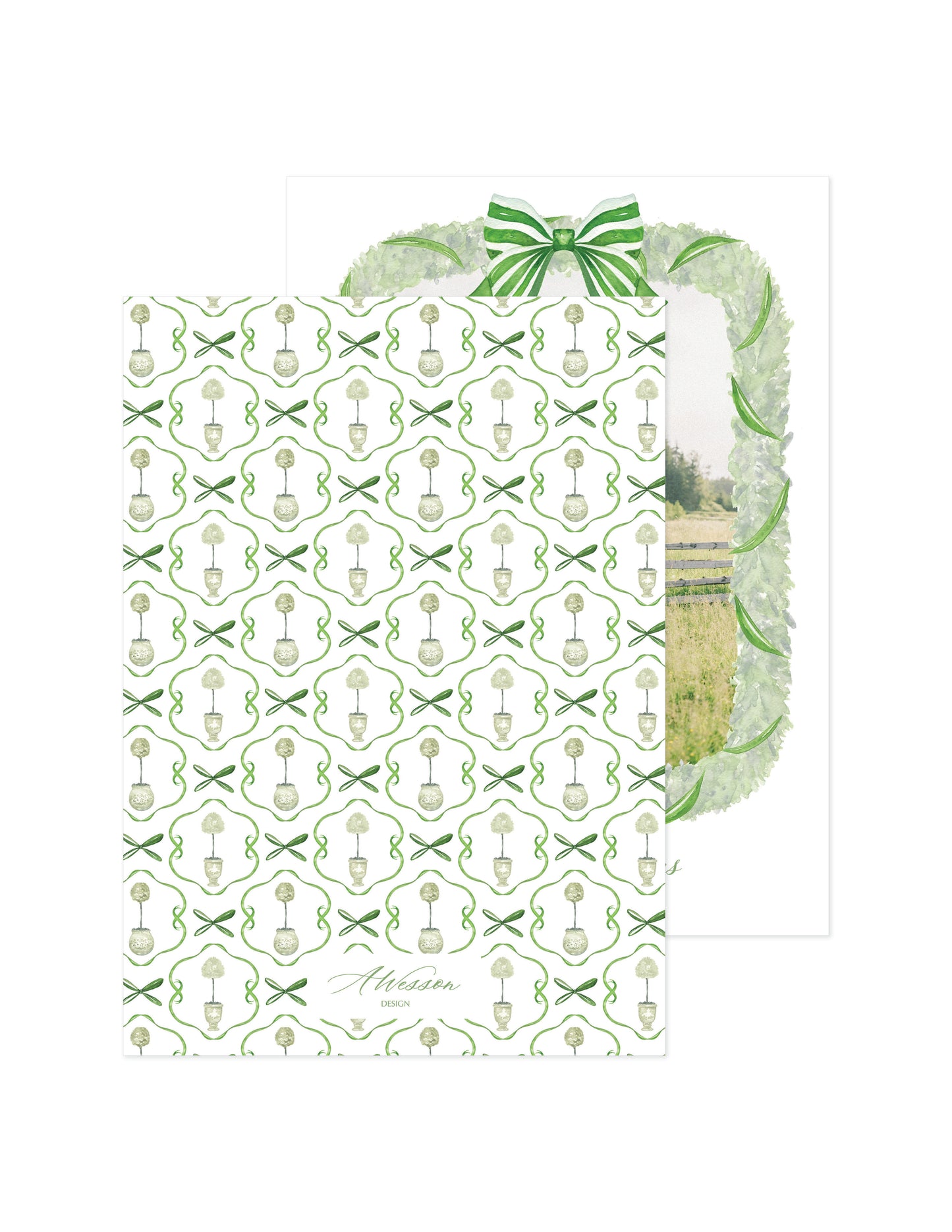 Olive Topiary Bow Border