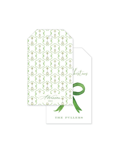 Olive Topiary Bow Tag