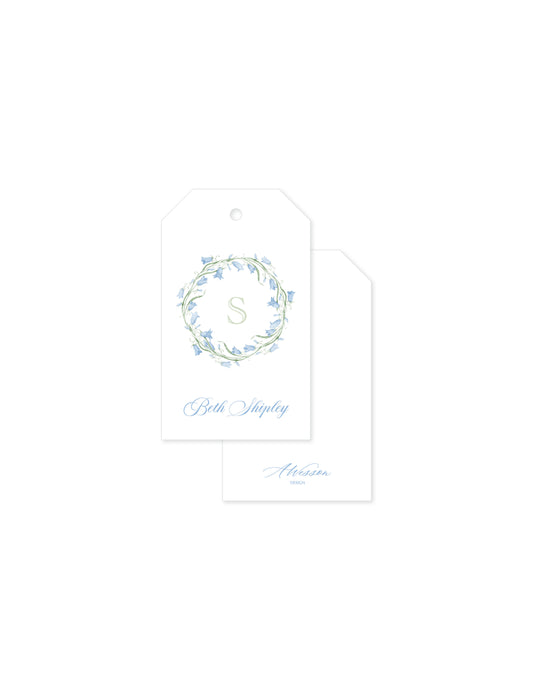 Watercolor Bluebell Wreath Tag