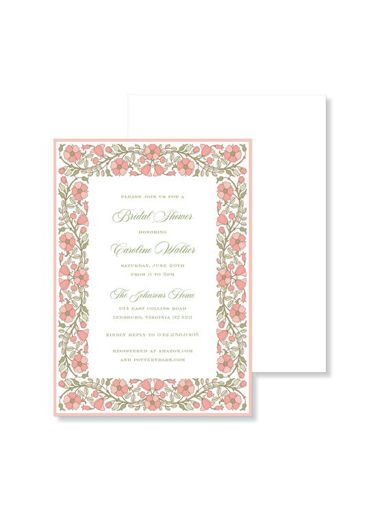 Pink Floral Frame Bridal Shower Invite